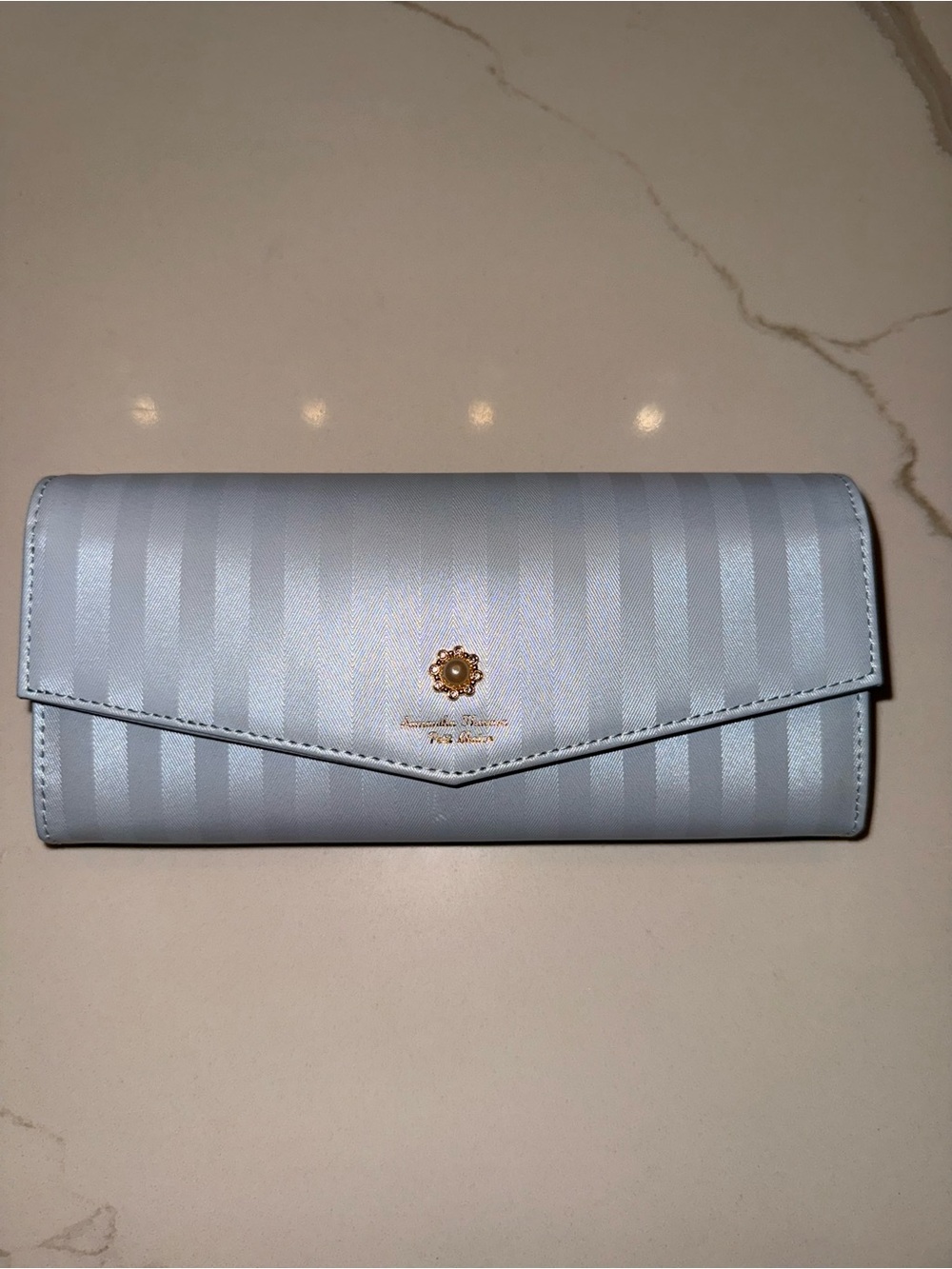 Samantha Thavasa Pale Blue Striped Envelope Wallet